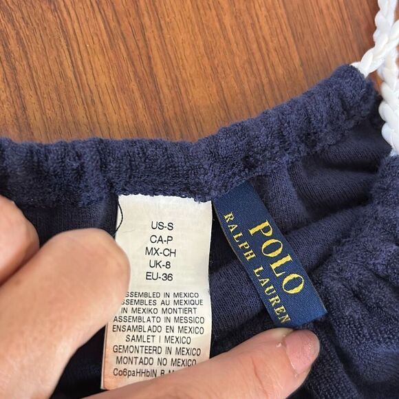 Polo Ralph Lauren nautical navy white Terry cloth knit swimwear cover-up top siz - Picture 2 of 4